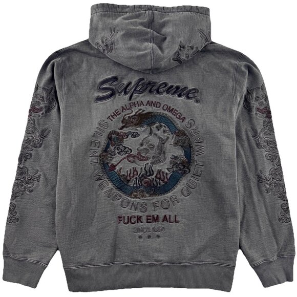 Supreme Dragon Overdyed Hooded Sweatshirt Men's M Black